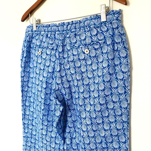 NWTTommy Bahama Turkish Sea Fineapple Linen Drawstring Cropped Resort Pants Sz S - Picture 10 of 10
